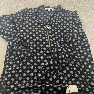Michael Kors Blouse - black and white with gold zipper